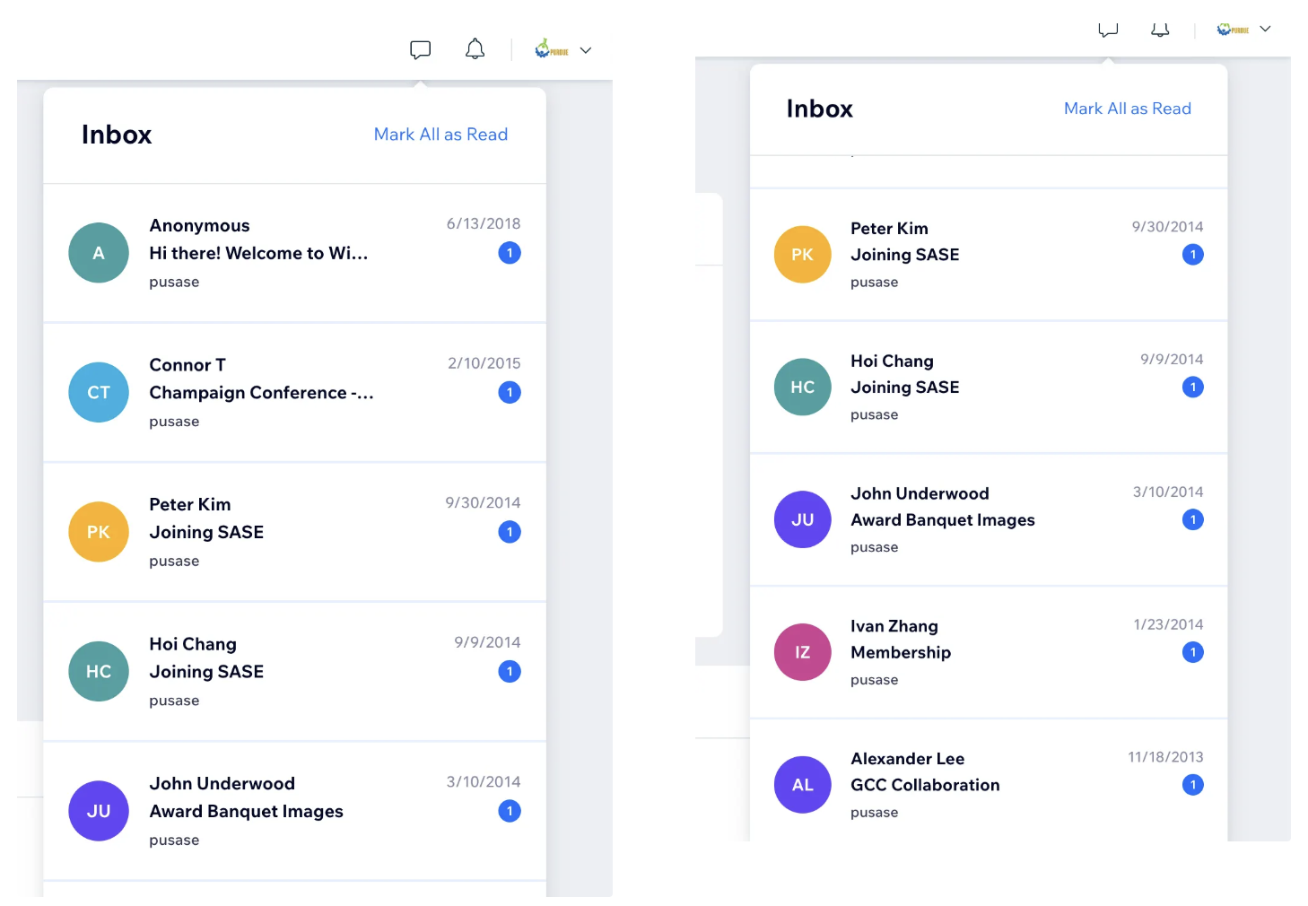 Wix inbox notifications