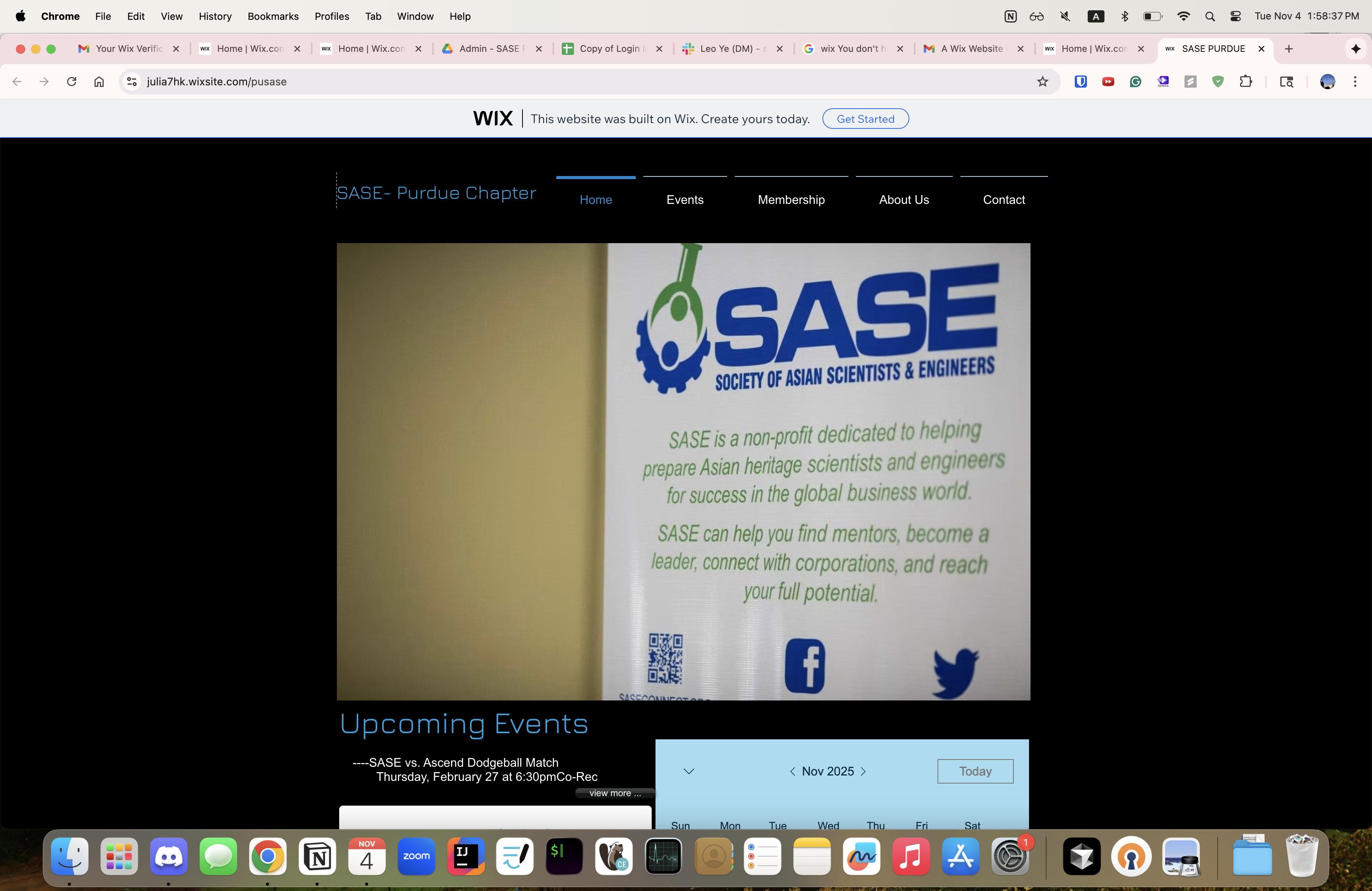 Old SASE Wix site appearance