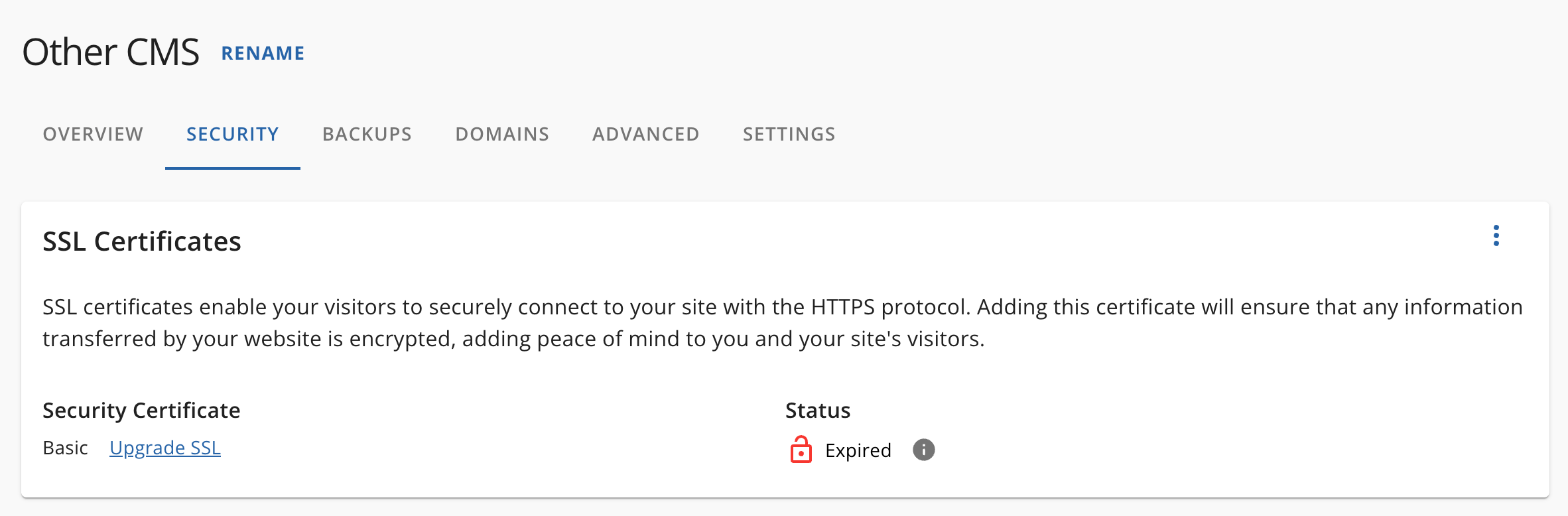 Expired SSL certificate