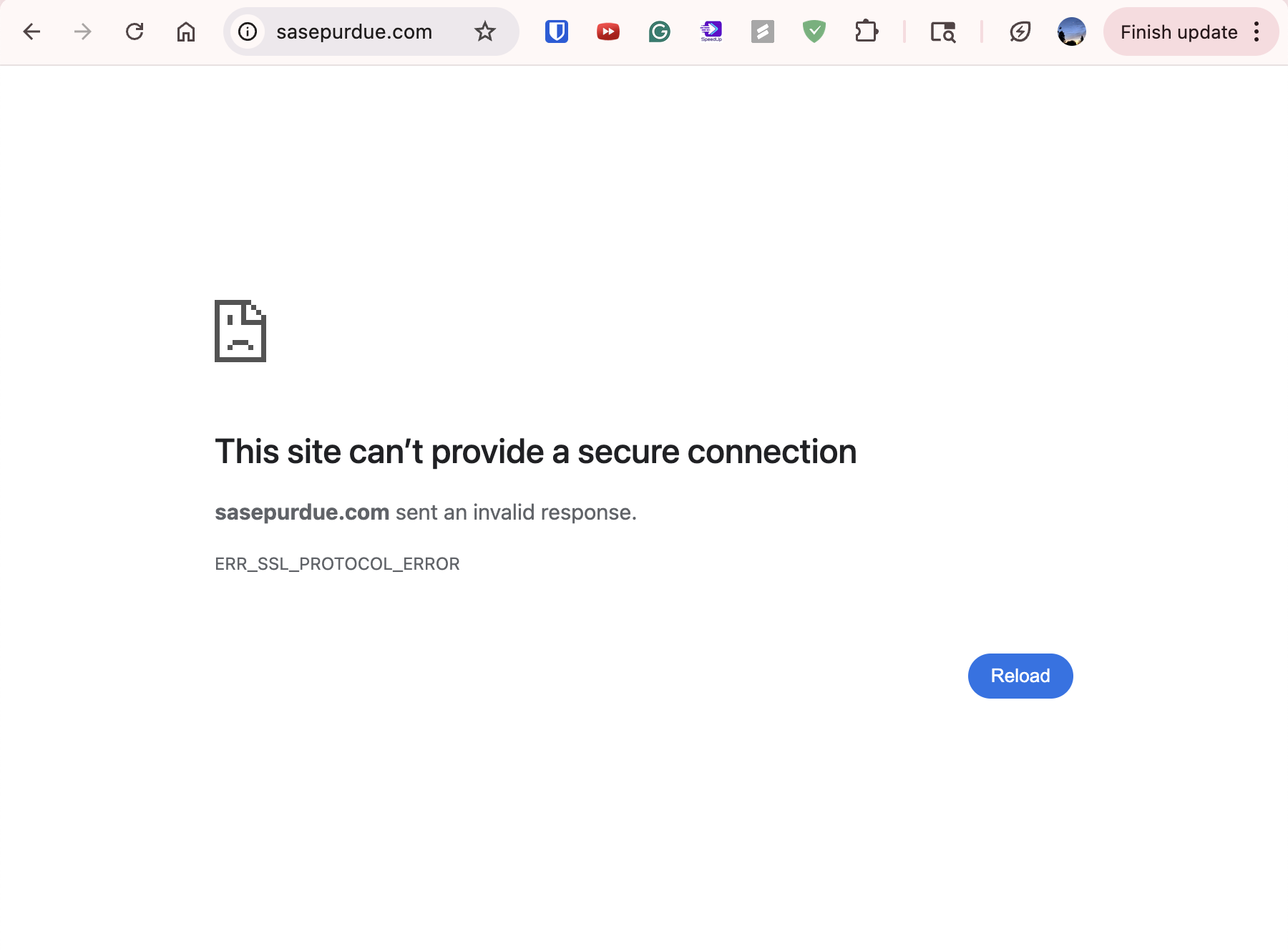 SSL error screenshot