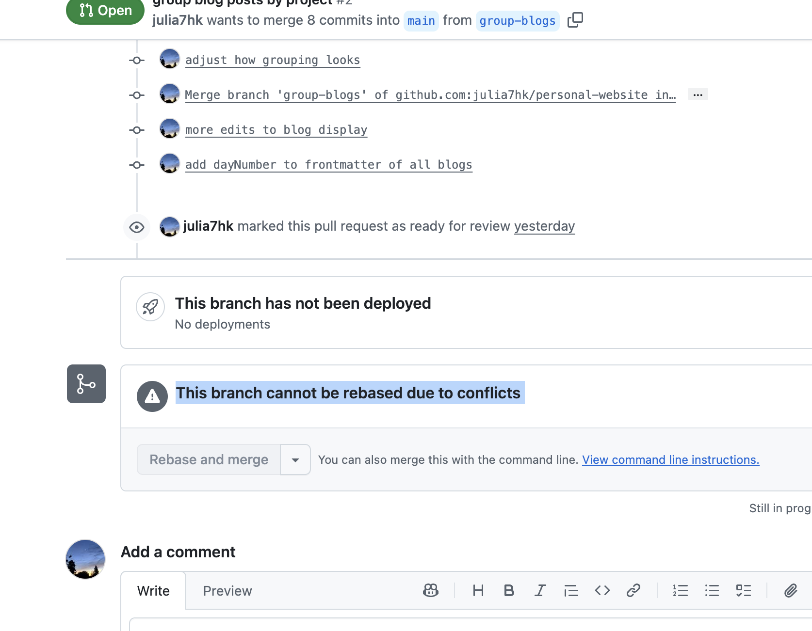 Git rebase conflict visualization