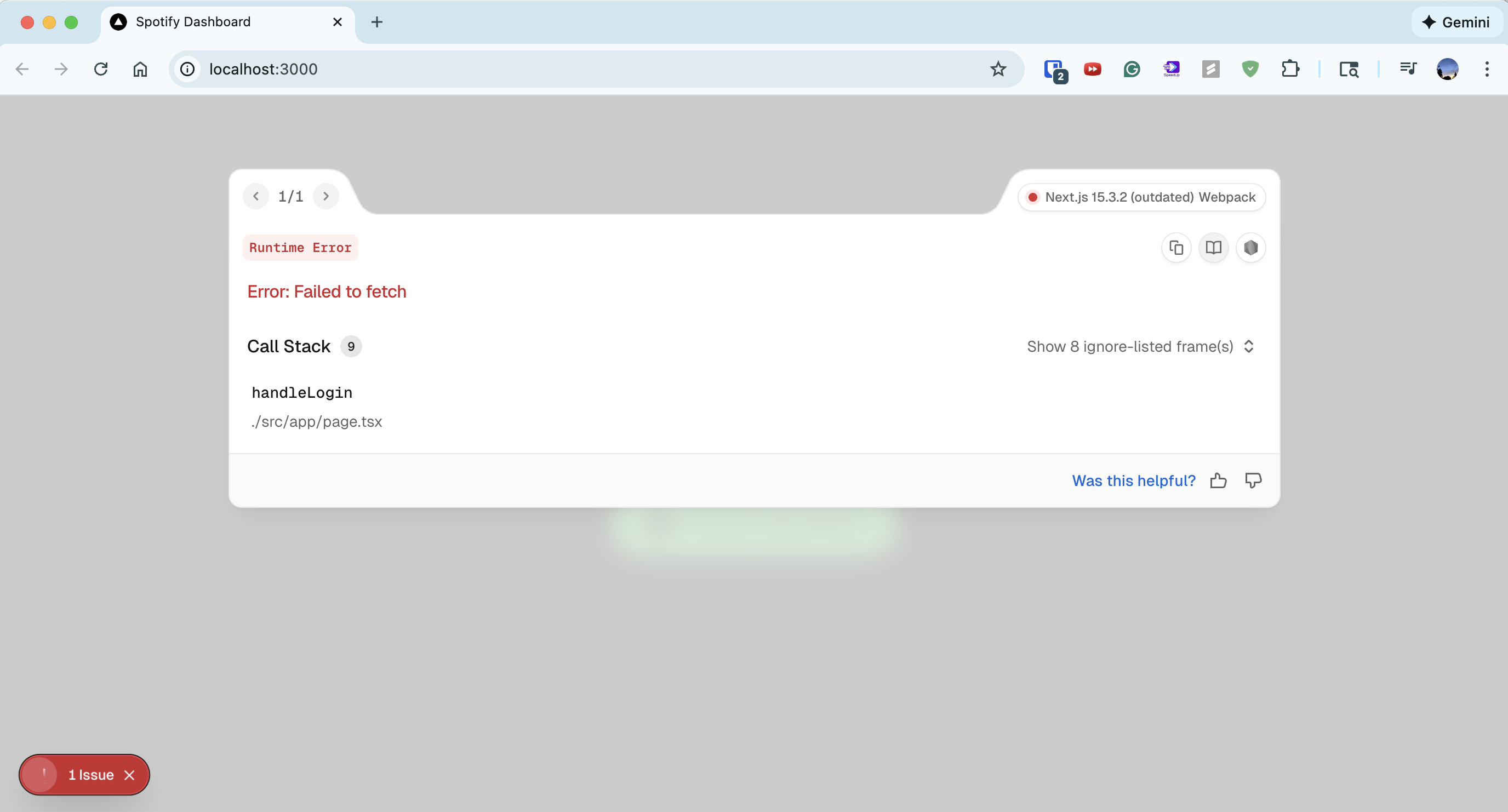 Failed to fetch error